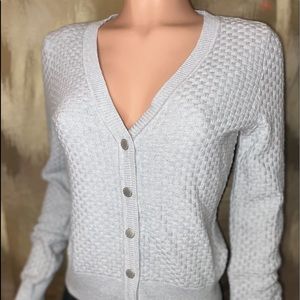 LIZ CLAIBORNE SWEATER 
SNAP BASKET WEAVE CARDIGAN
